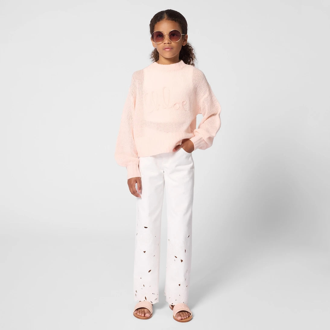 Chloé Kids - Broderie anglaise jeans