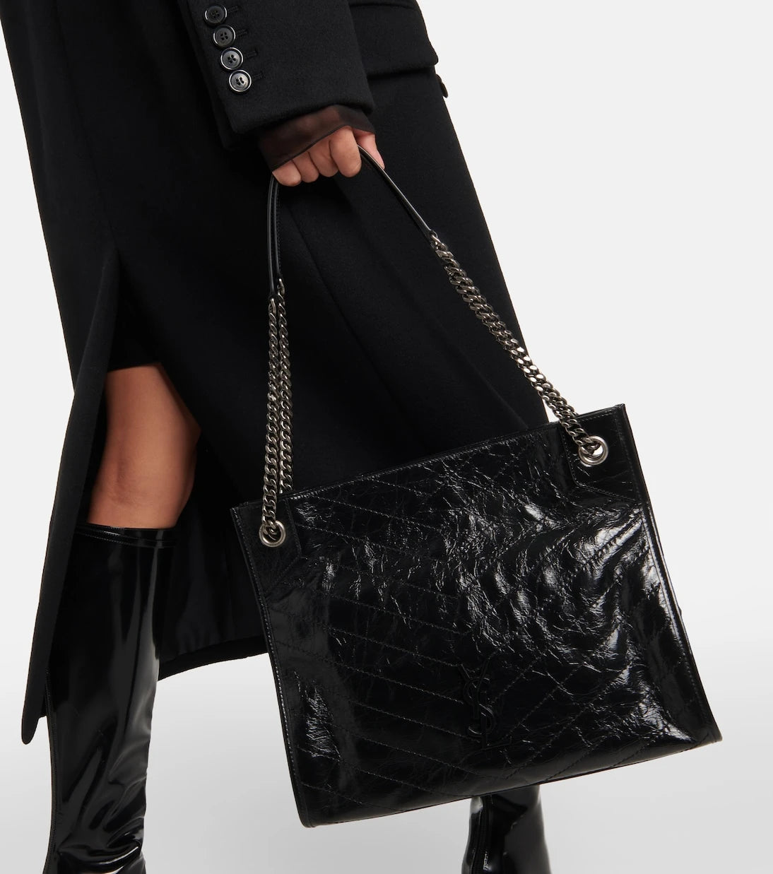 Saint Laurent - Niki crinkled leather shopper