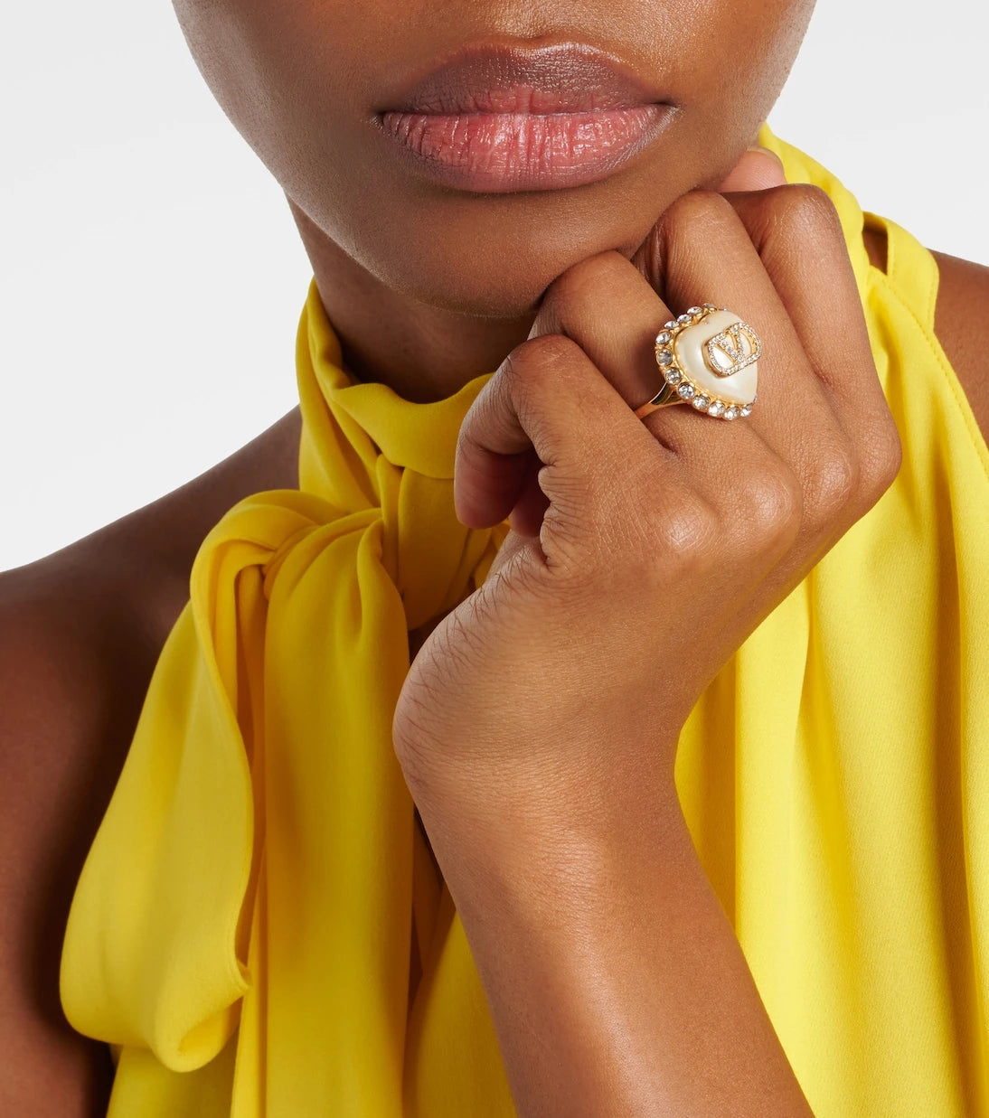 Valentino - VLogo faux pearl-embellished ring