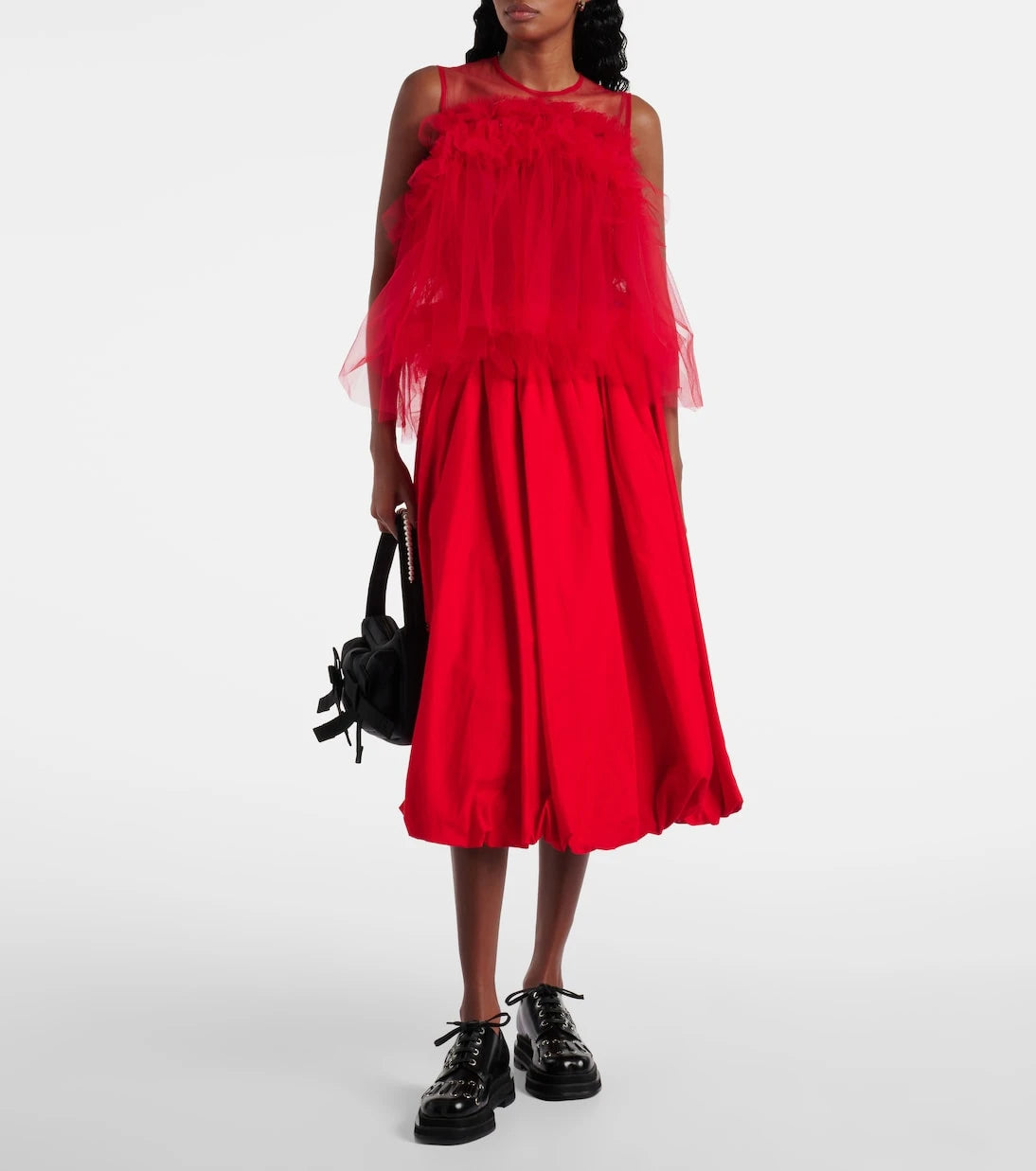 Noir Kei Ninomiya - Gathered cotton midi skirt
