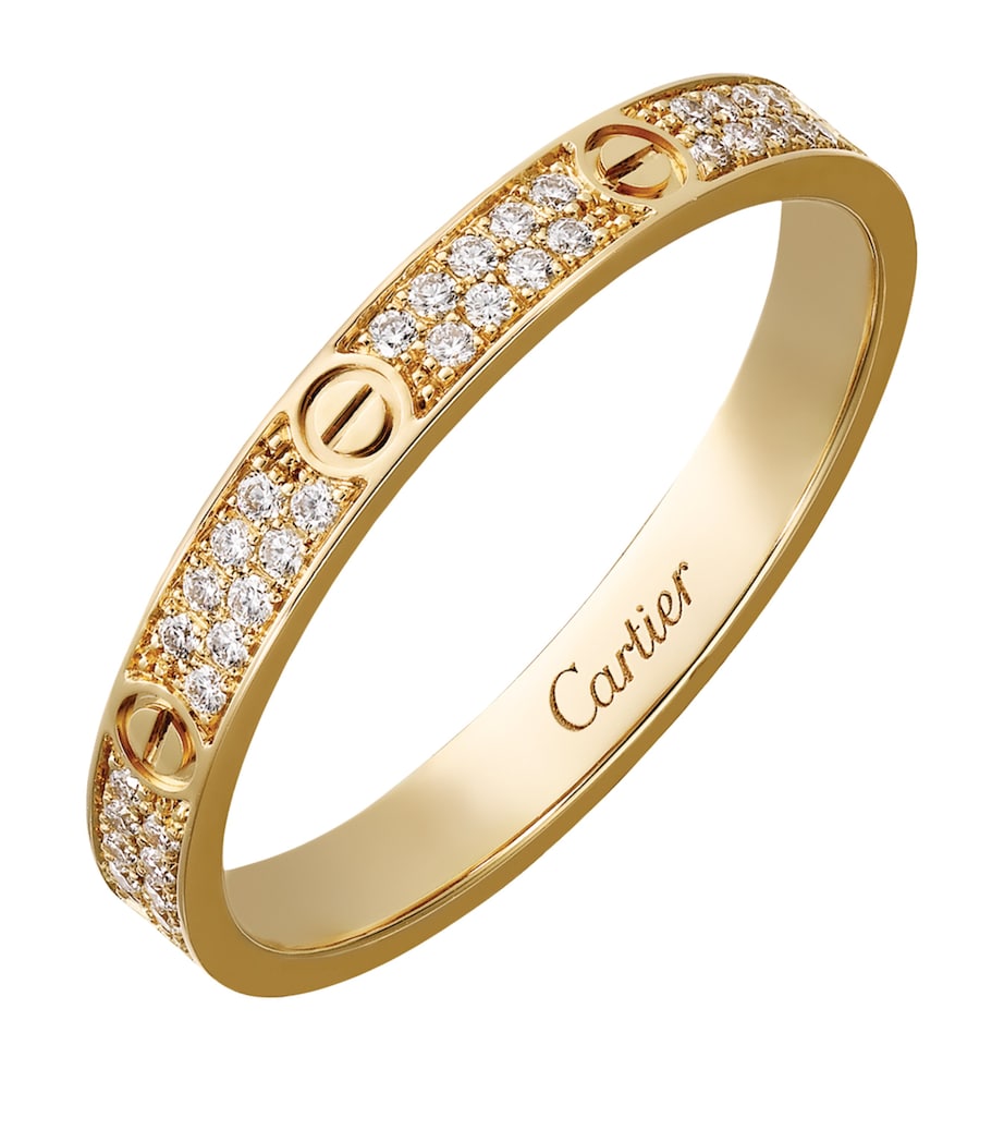 Small Yellow Gold and Diamond LOVE Ring