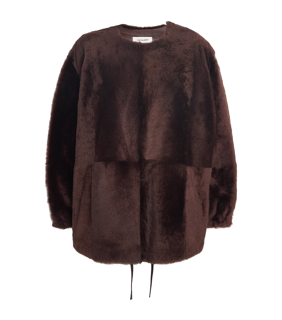 Yves Salomon Red Lacon Lambskin Zip-Up Jacket