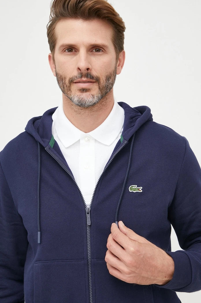 Pamuklu kapüşonlu erkek Lacoste sweatshirt