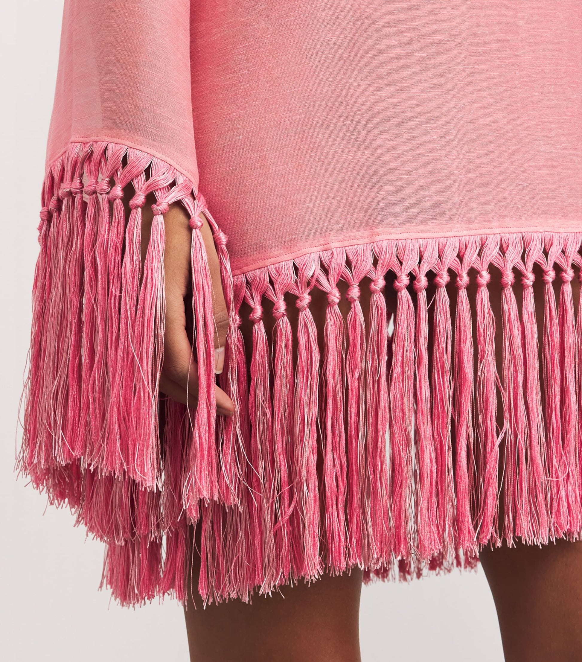 Linen-Blend Fringed Claudia Mini Dress