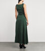 Green Satin Ruched Maxi Dress