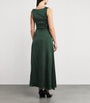 GANNI Green Satin Ruched Maxi Dress