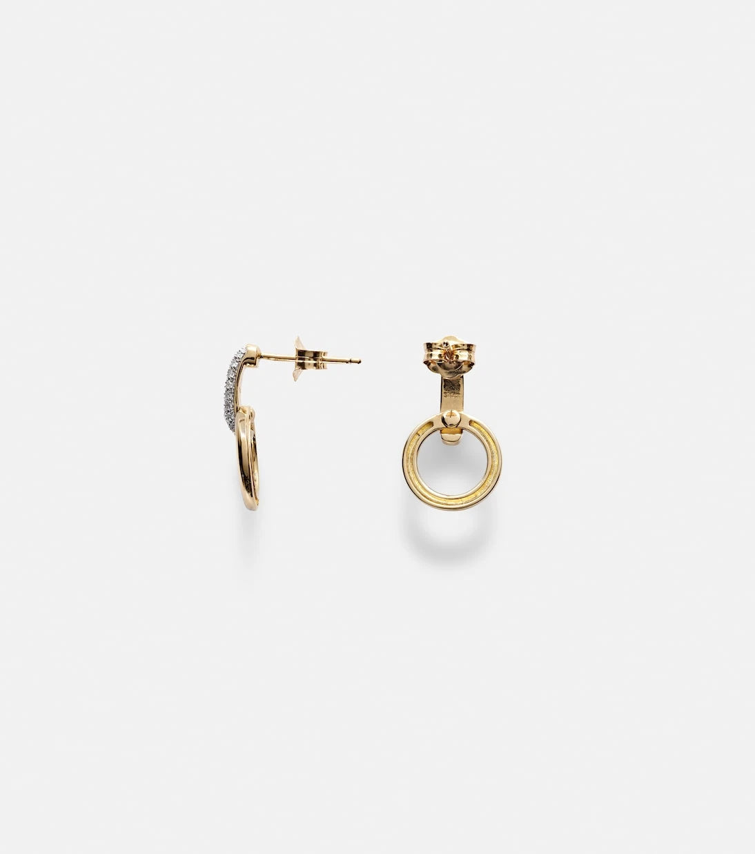 Stone and Strand - Horsebit 14kt gold earrings with diamonds