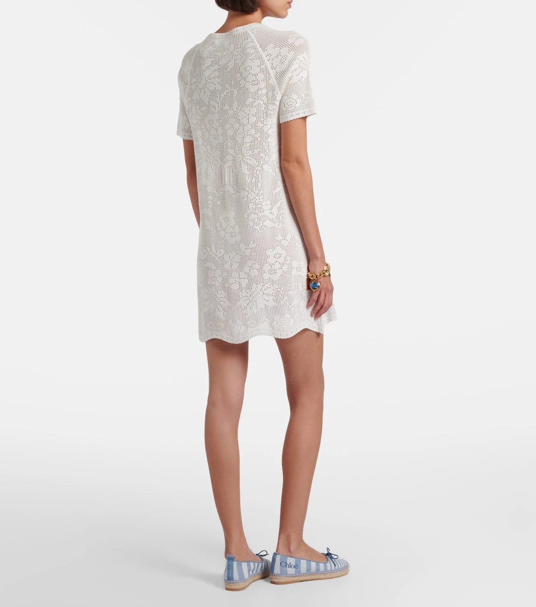 Chloé - Pointelle scalloped cotton minidress