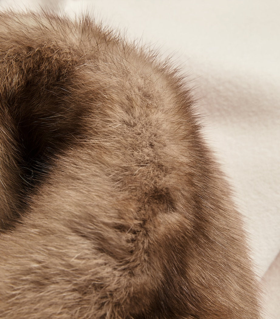 Beige Wool-Cashmere Sable-Trim Coat