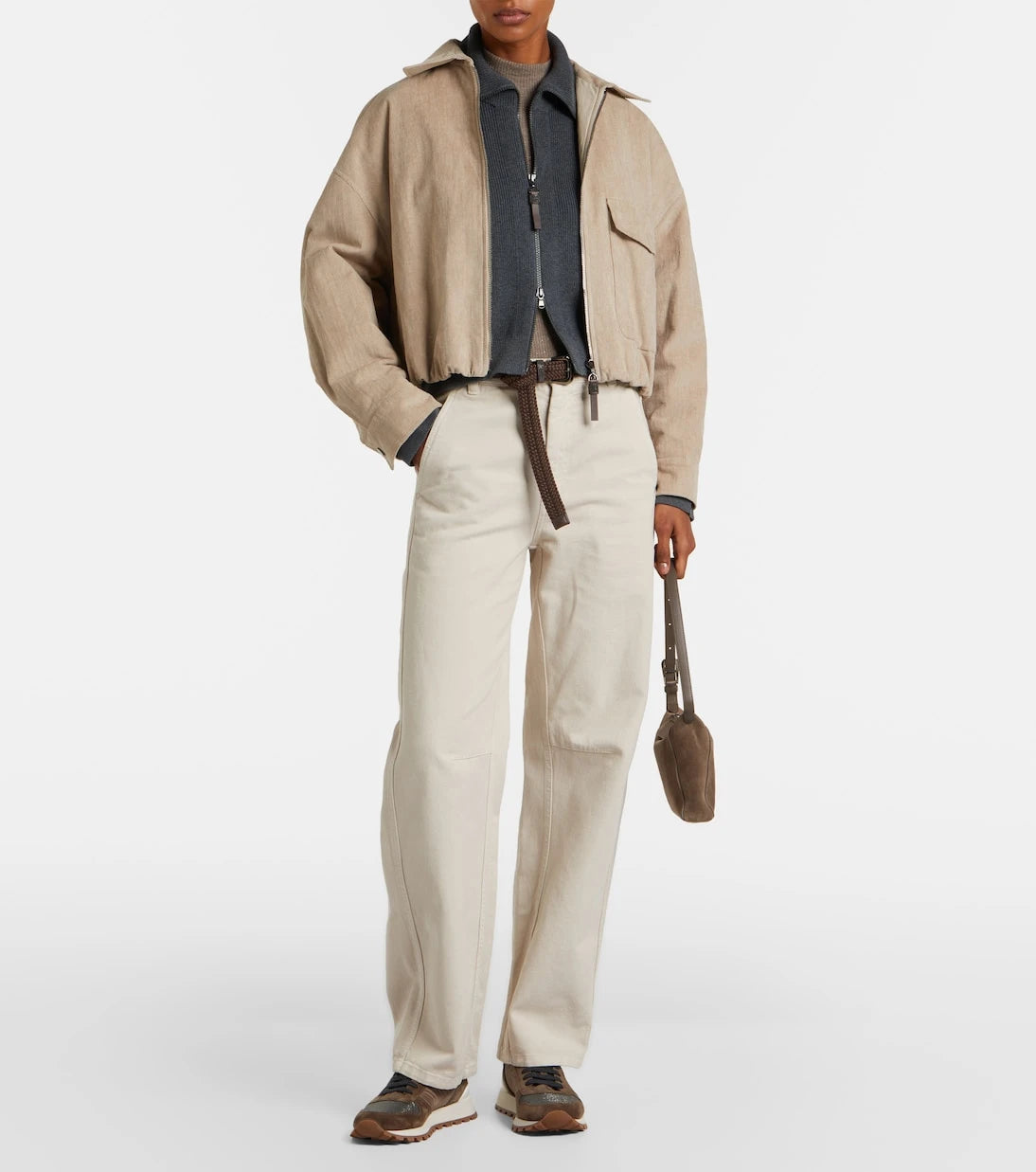 Brunello Cucinelli - Monili suede-trimmed sneakers