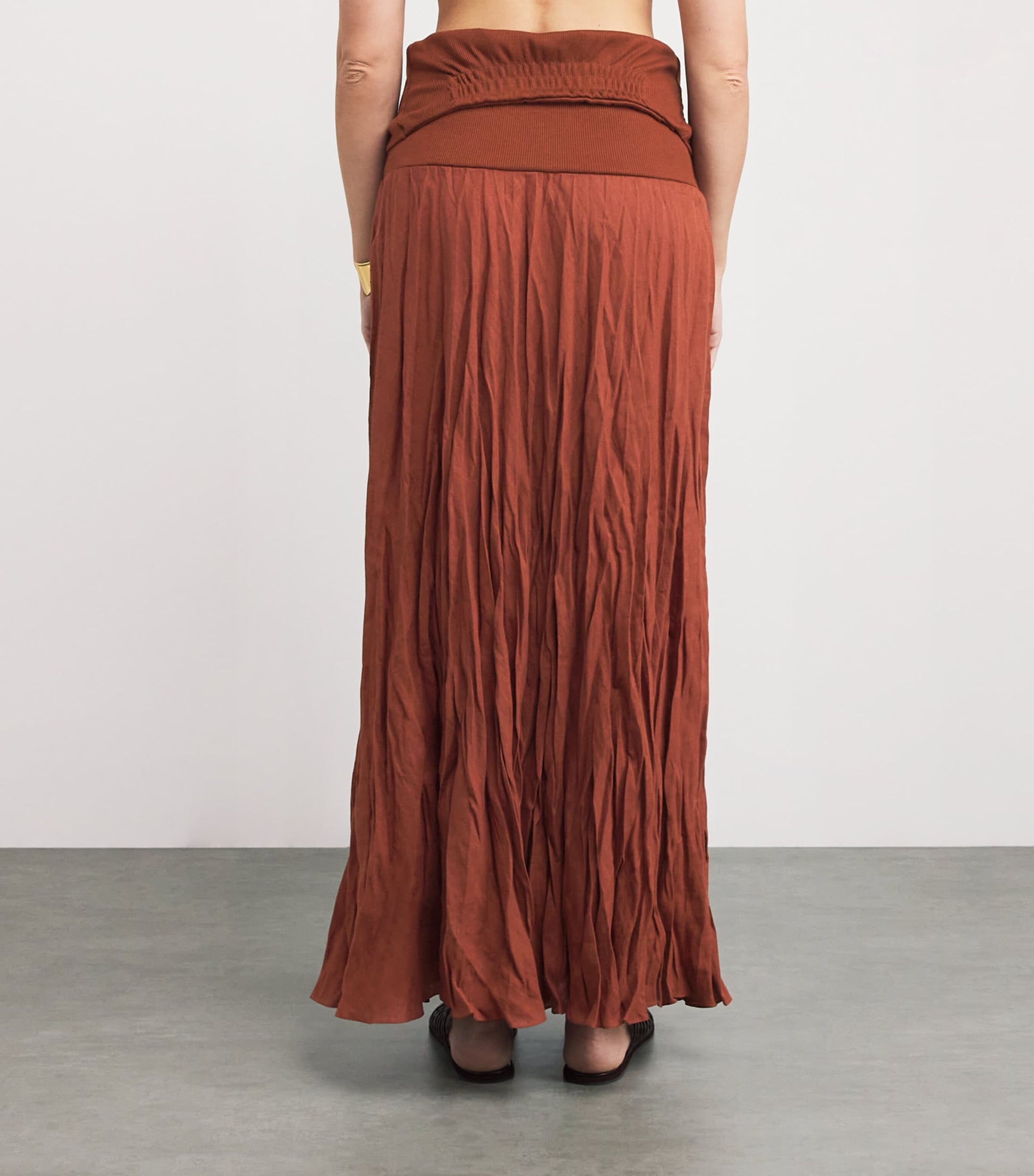 Johanna Ortiz Brown Light and Sound Hybrid Maxi Skirt