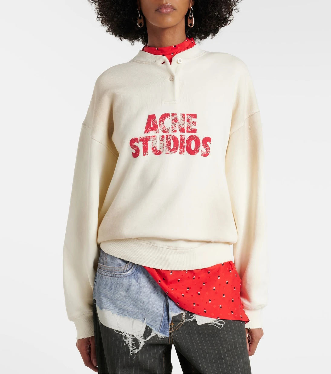Acne Studios - Logo distressed cotton jersey sweatshirt