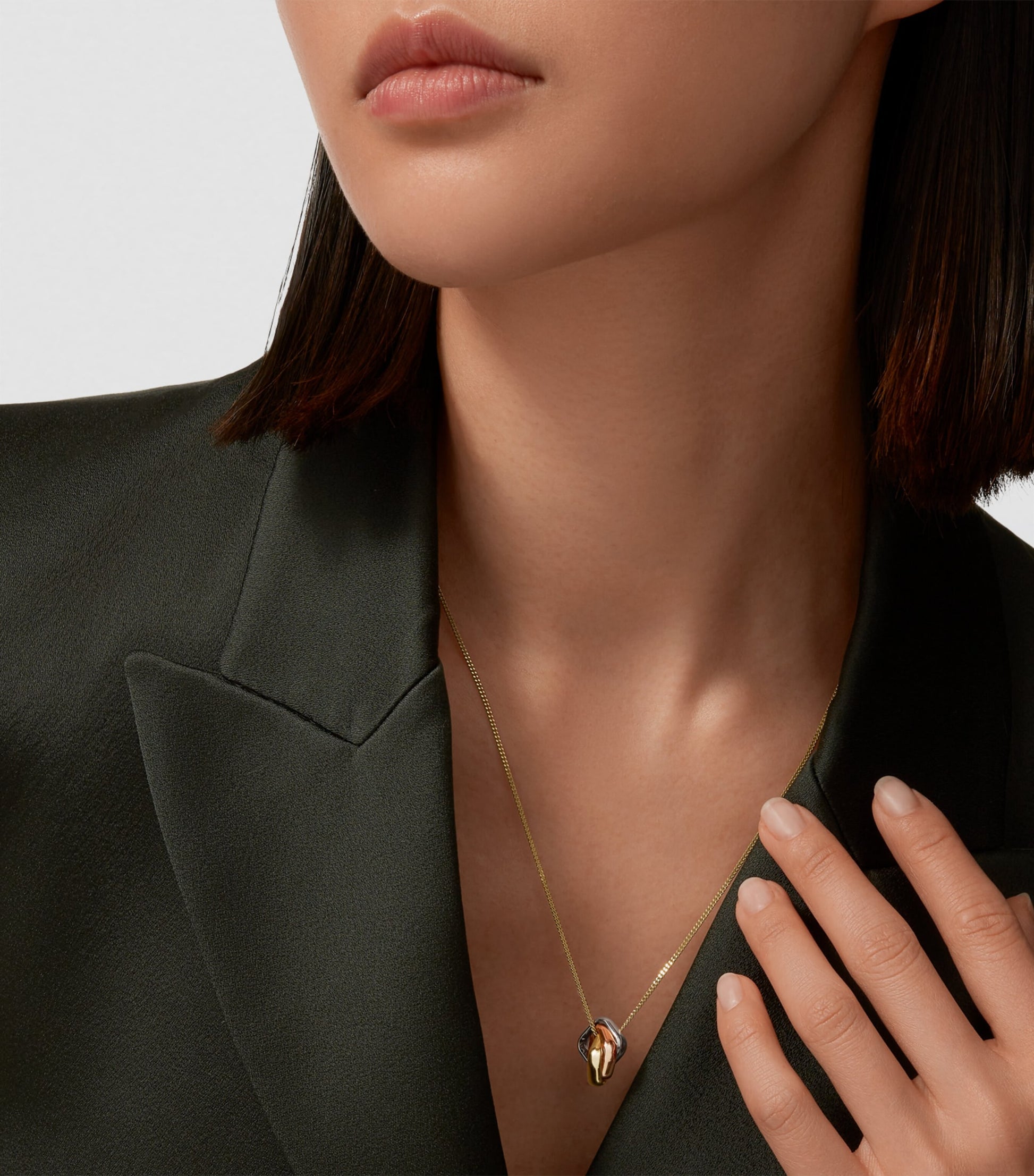 Mixed Gold and Diamond Trinity Necklace