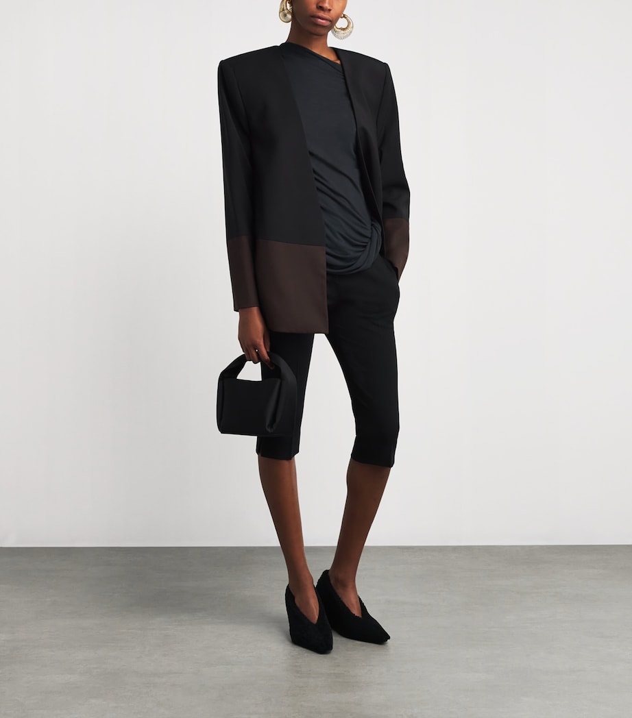 Navy Asymmetric Draped Ando Top