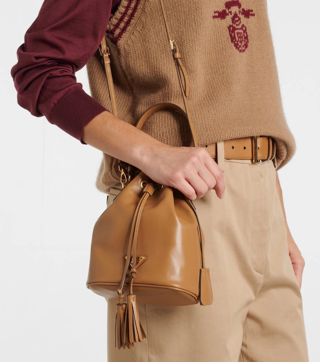 Prada - Small leather bucket bag