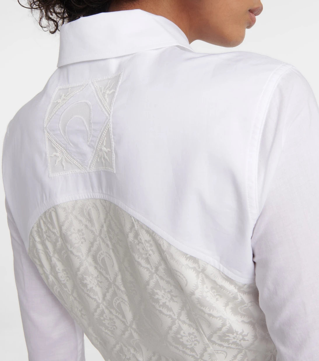 Marine Serre - Embroidered openwork linen shirt