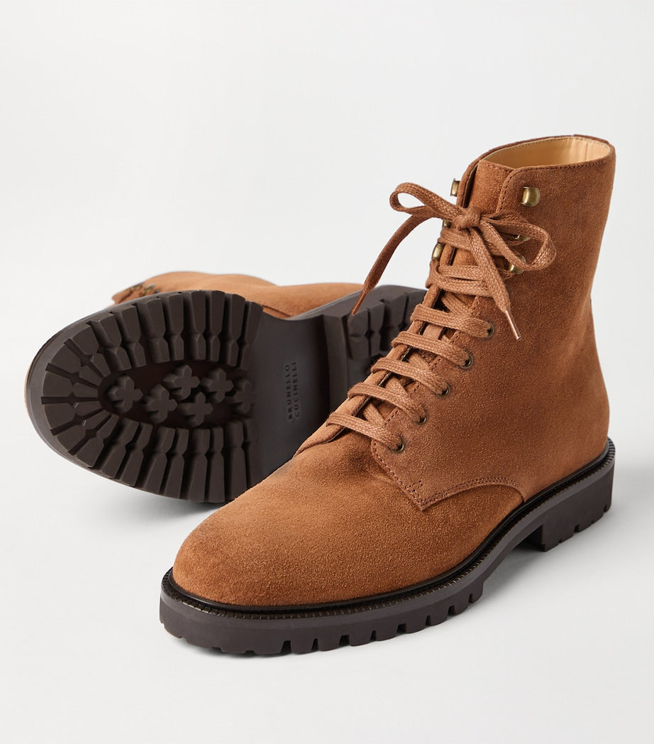 Brunello Cucinelli Suede Lace-Up Boots