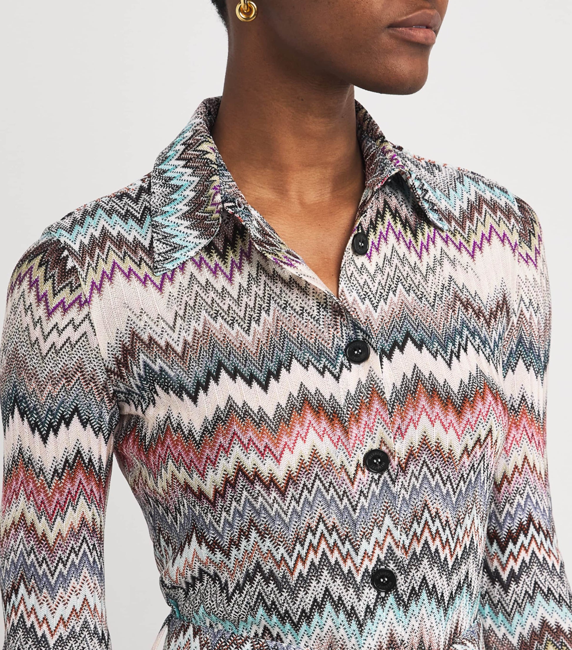 Missoni Multi Knitted Zigzag Shirt Midi Dress