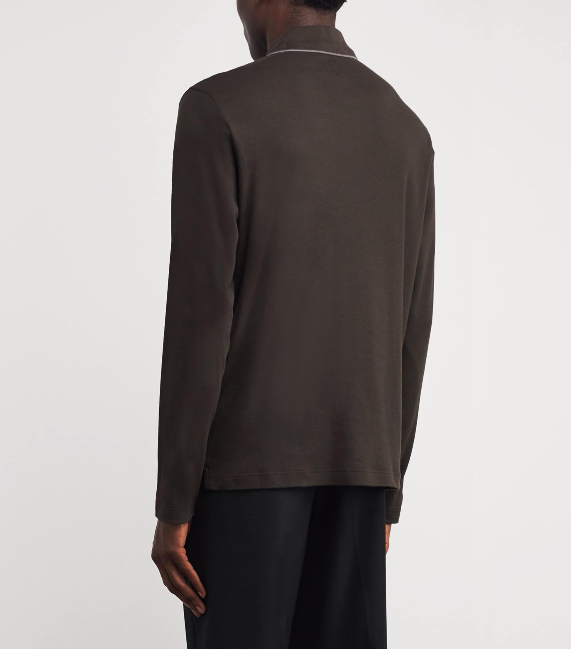 Cotton-Cashmere Long-Sleeve Polo Shirt