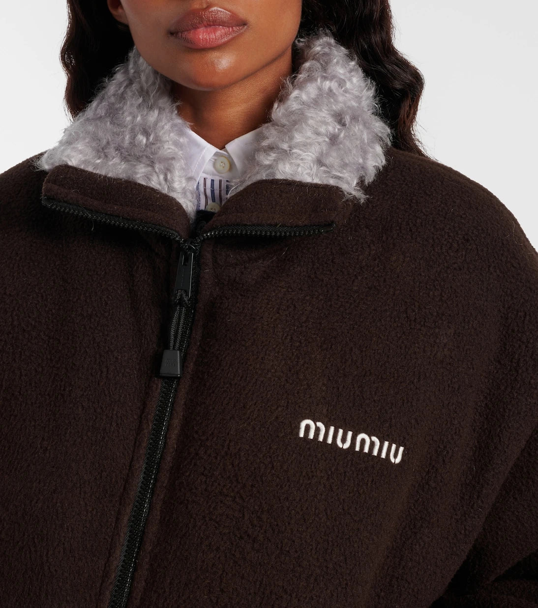 Miu Miu - Logo gabardine bomber jacket