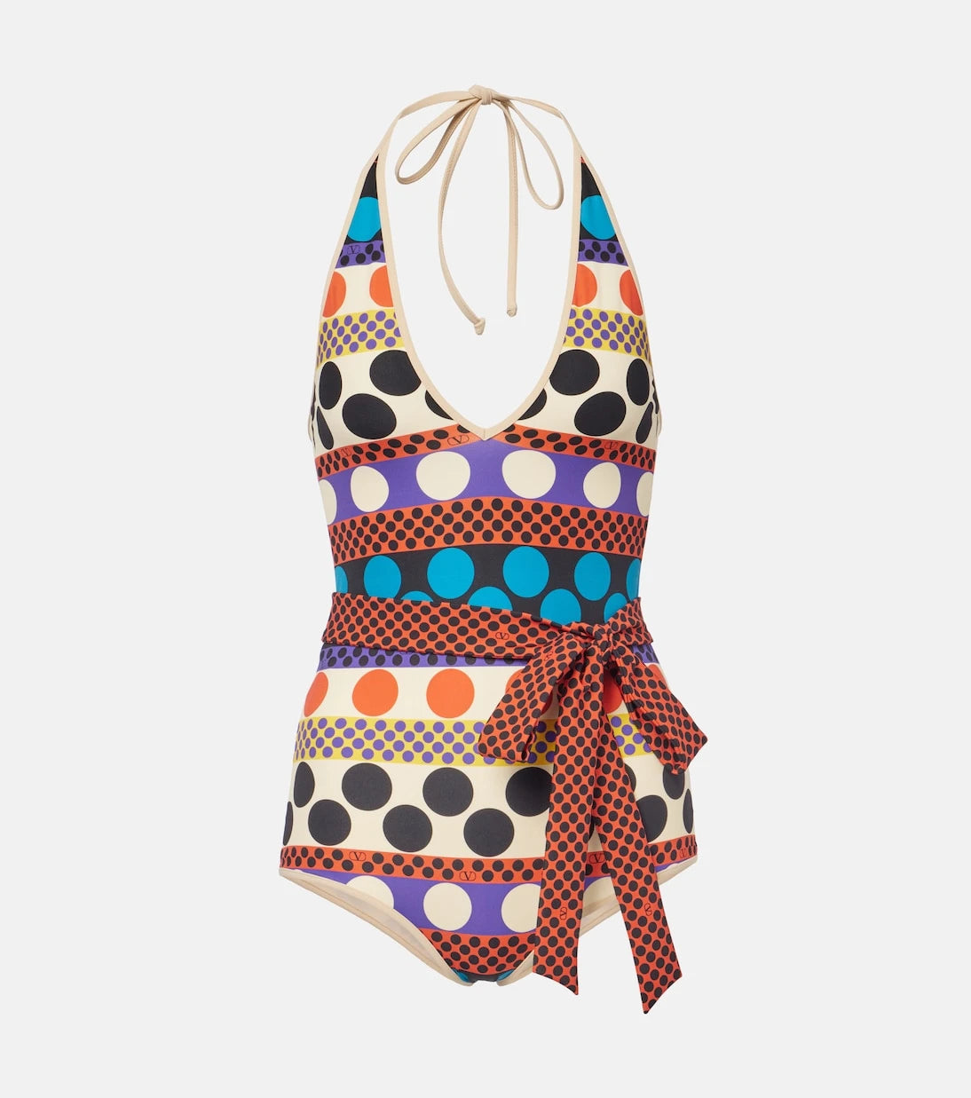 Valentino - Escape belted polka-dot swimsuit