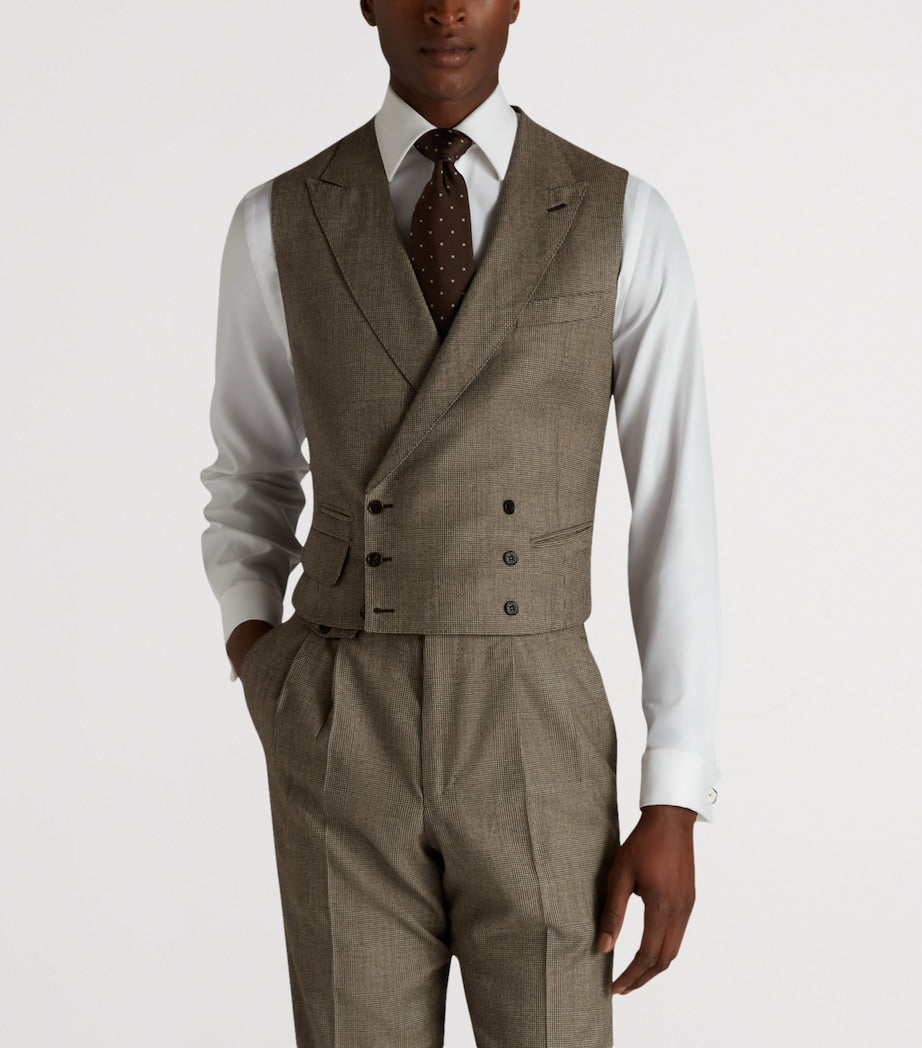 Wool Glen Check Double-Breasted Waistcoat