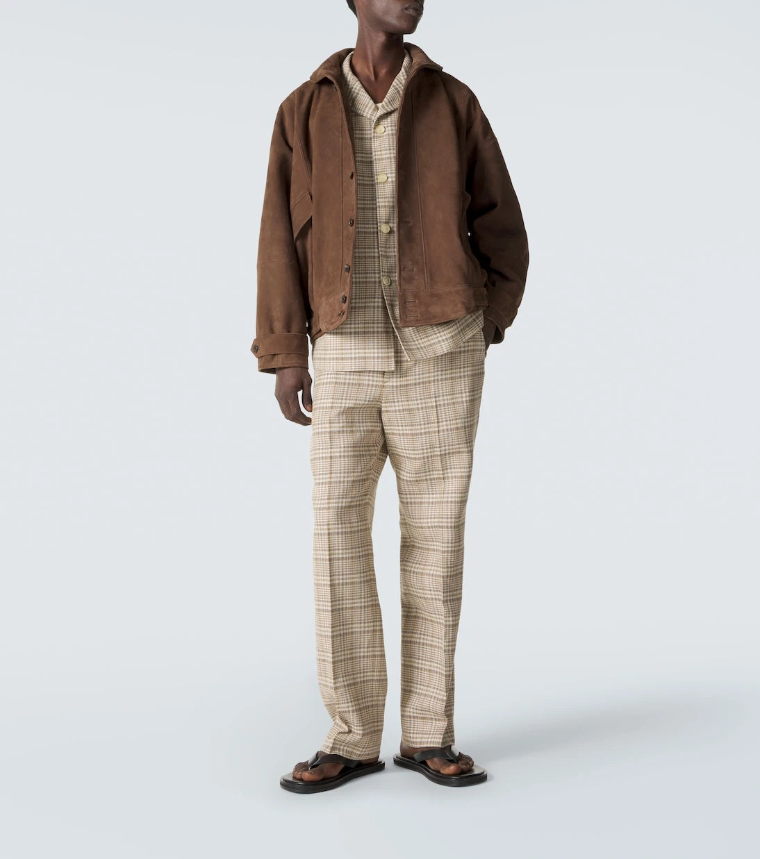 Auralee - Checked silk and linen tweed jacket