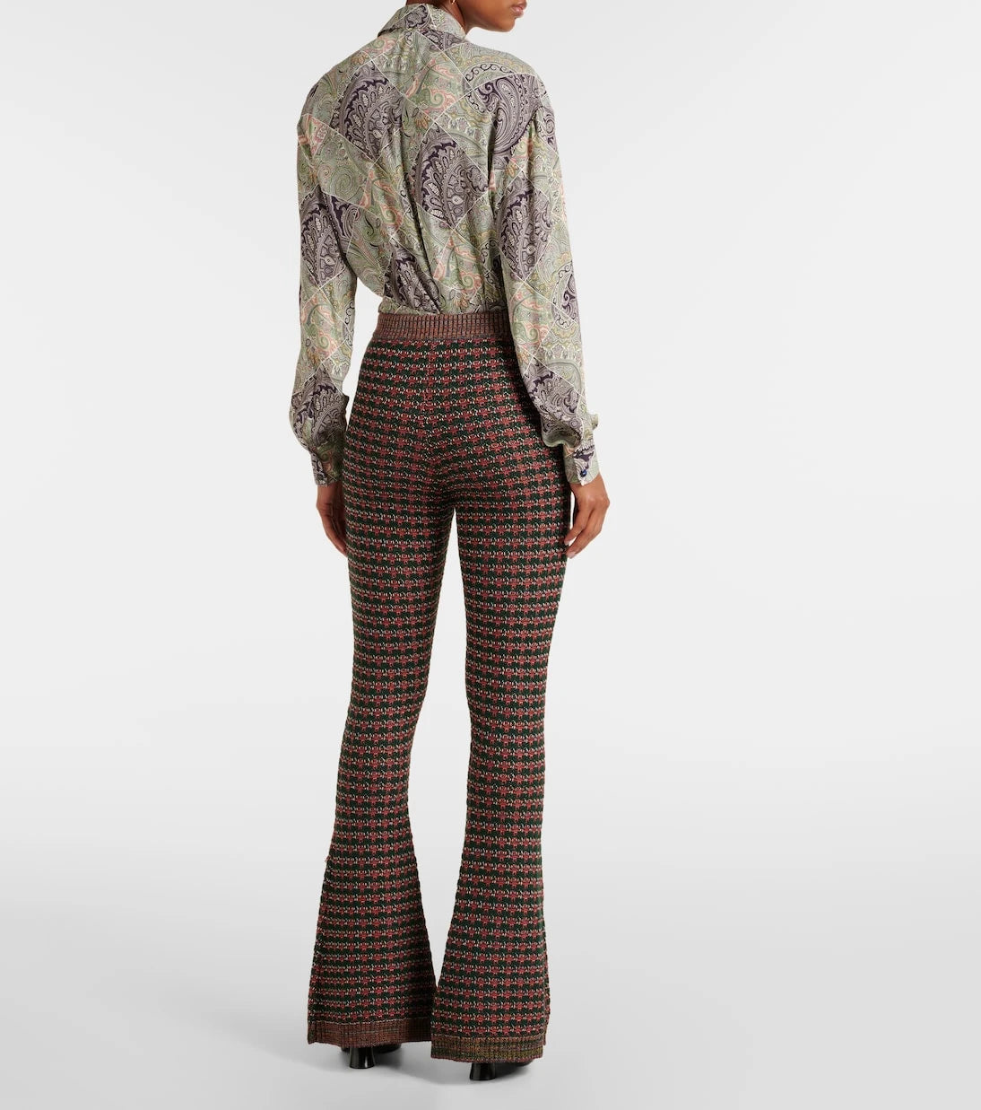 Etro - Embroidered high-rise flared pants