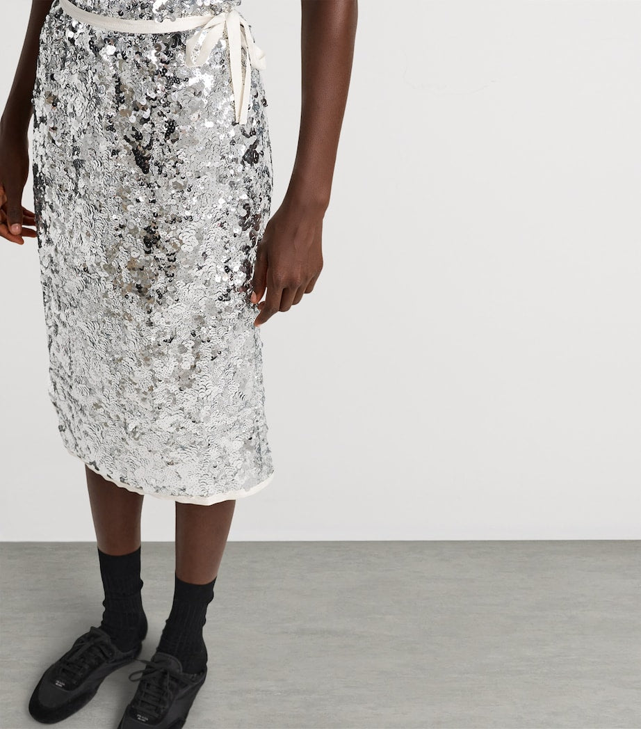 Metallic Embroidered Sequin Skirt