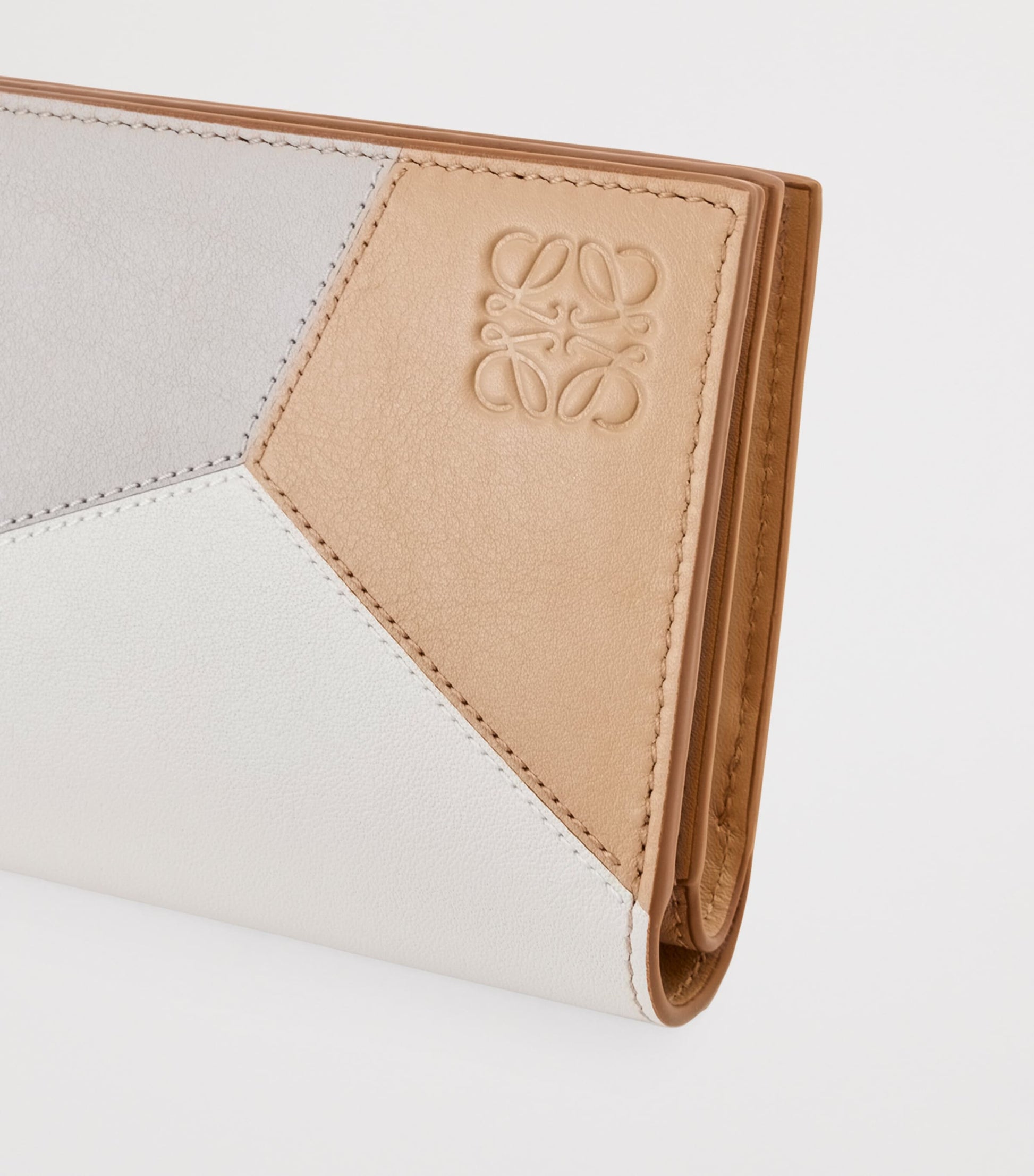 LOEWE White Leather Puzzle Compact Wallet