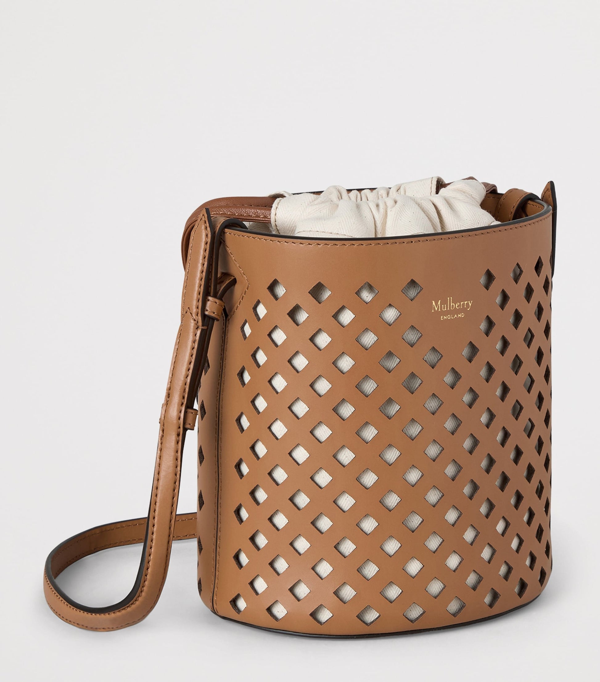 Mulberry Brown Leather Perforated Bucket Bag
