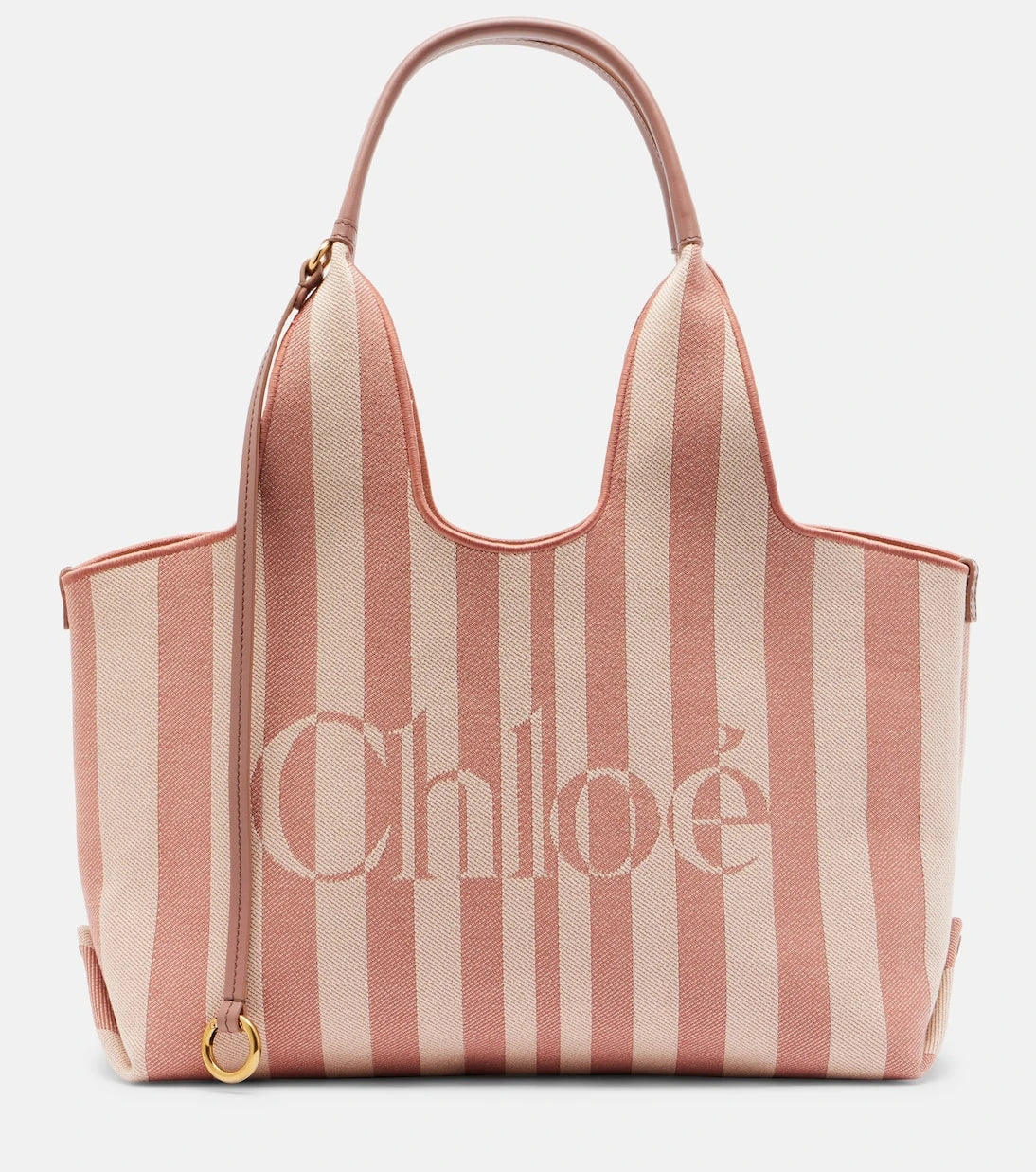 Chloé - Chloé Stripy Large logo canvas tote bag