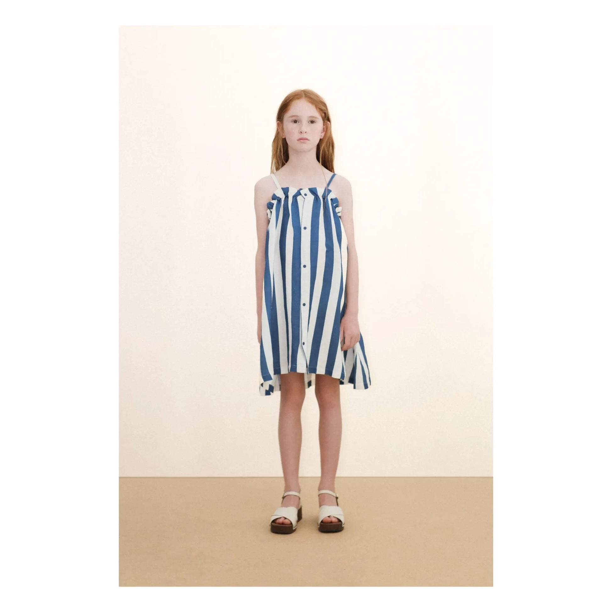 Tinycottons - Linen Striped Strapless Dress | Blue