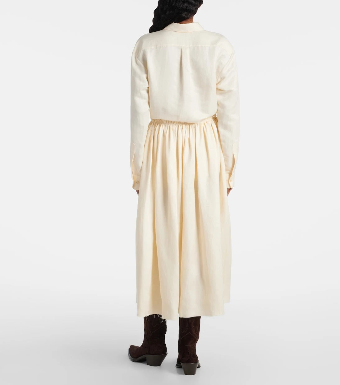 Gabriela Hearst - Chiara gathered linen midi skirt