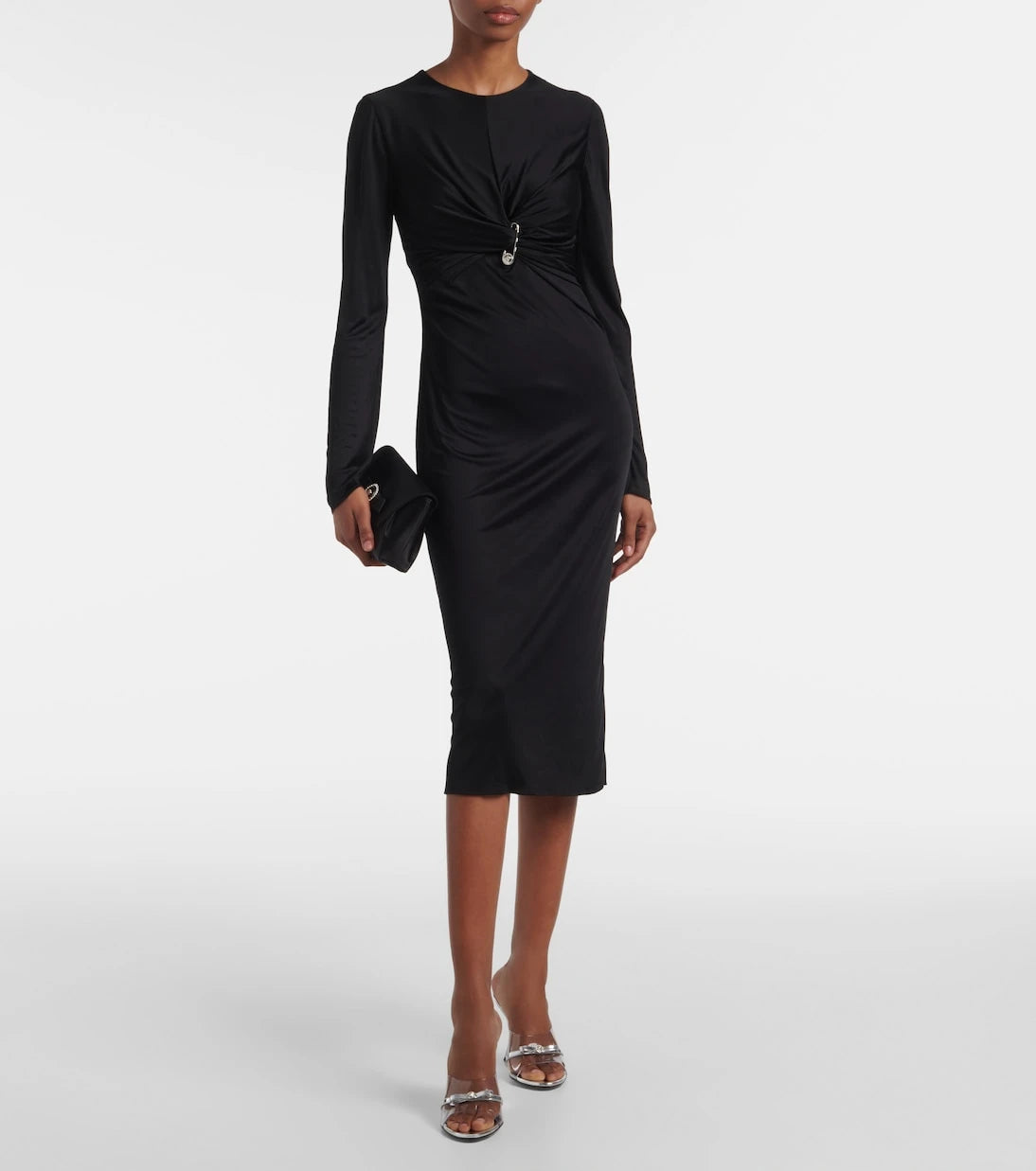 Versace - Safety Pin gathered jersey midi dress