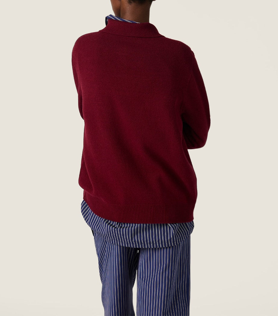 Miu Miu Burgundy Cashmere Logo Polo Sweater
