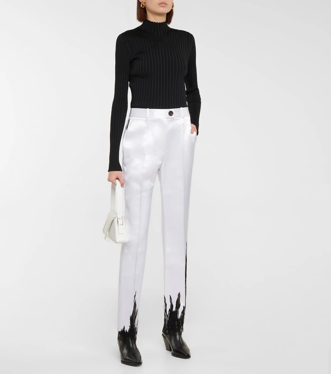 Peter Do - Lace-trimmed satin straight pants