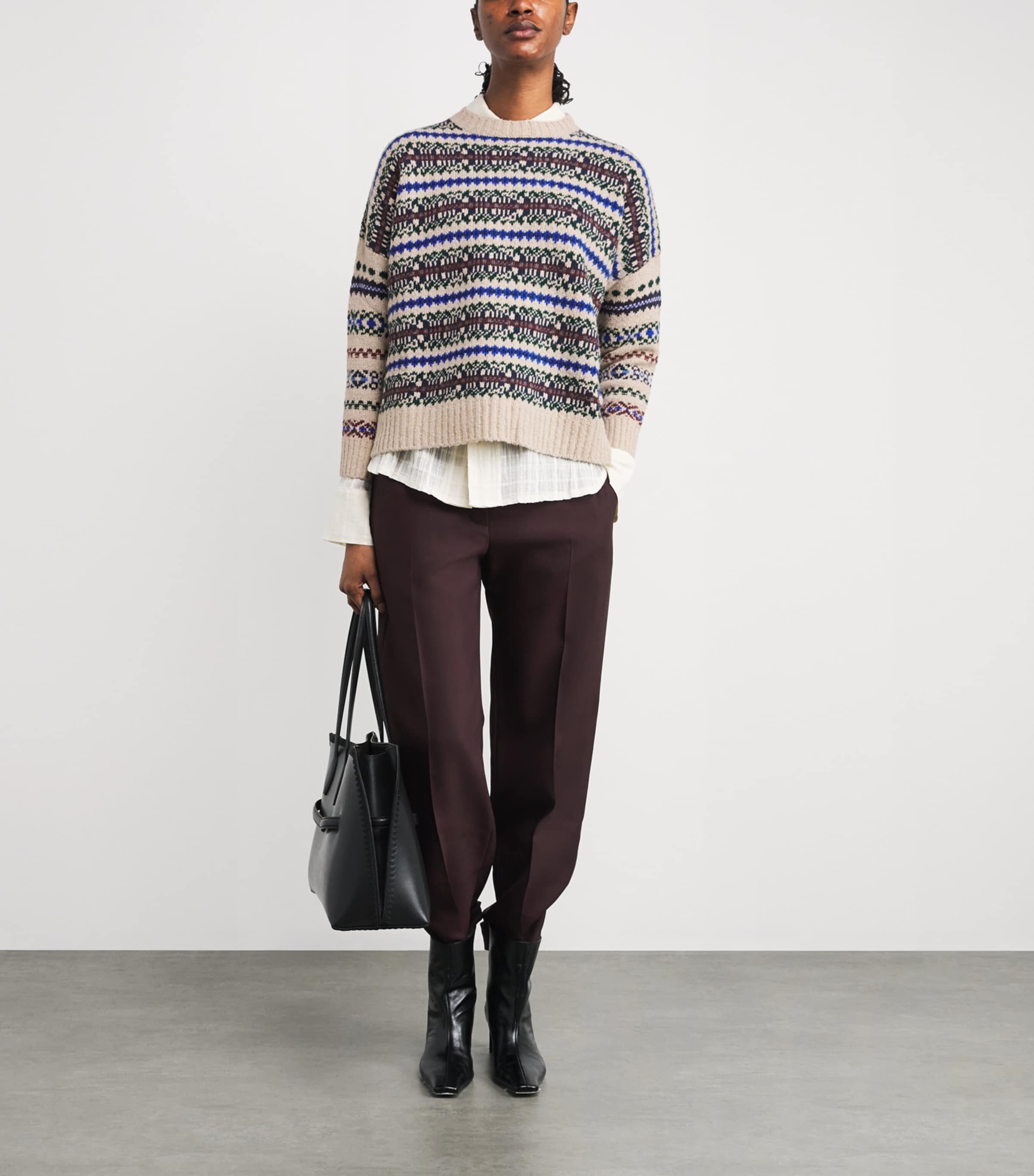 Weekend Max Mara White Wool-Blend Jacquard Sweater