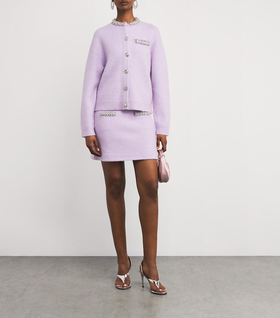 Self-Portrait Purple Crystal-Embellished Cardigan