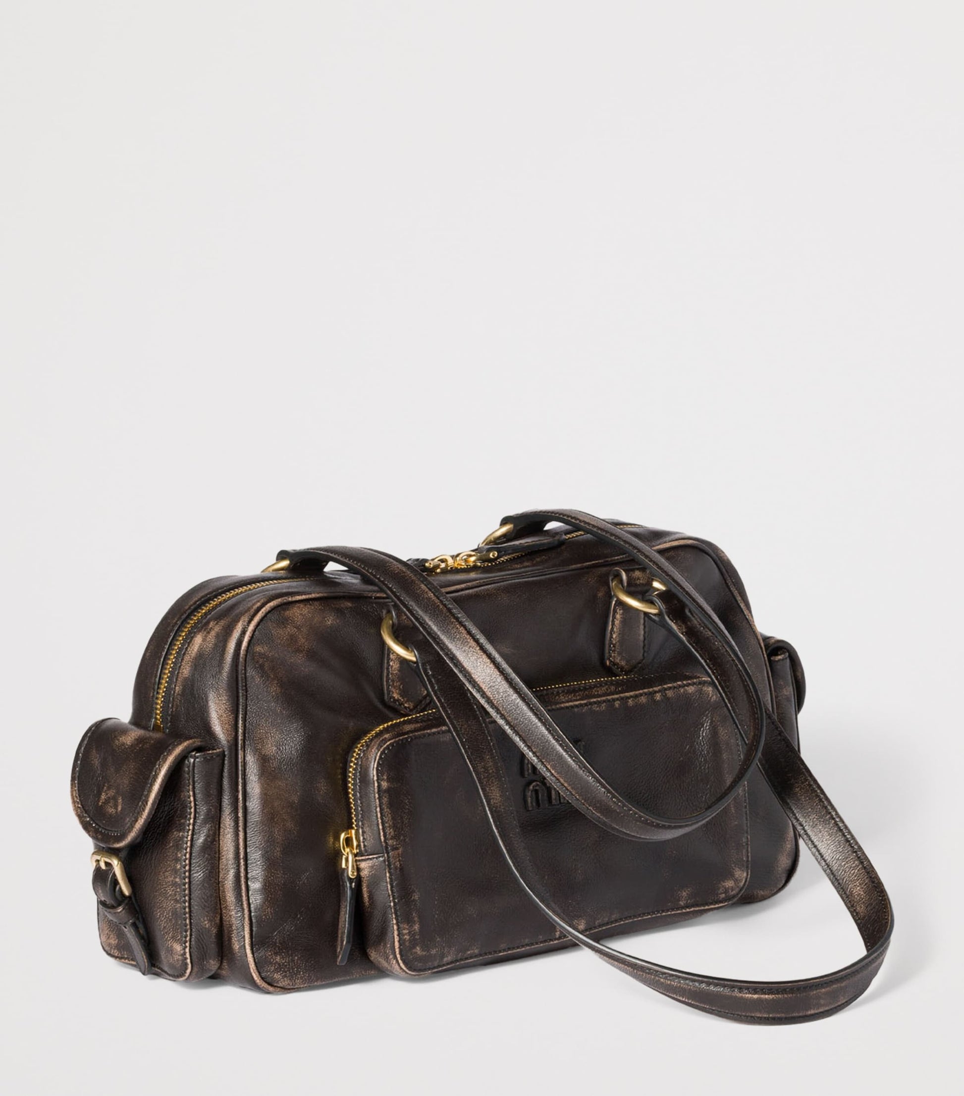 Nappa Leather Pocket Top-Handle Bag