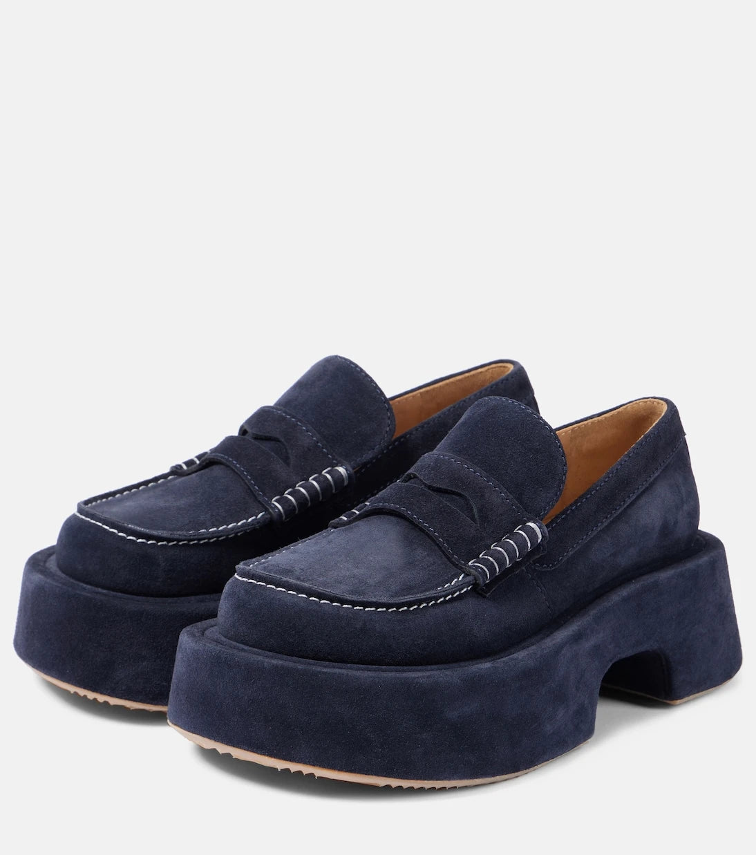 JW Anderson - Suede platform penny loafers