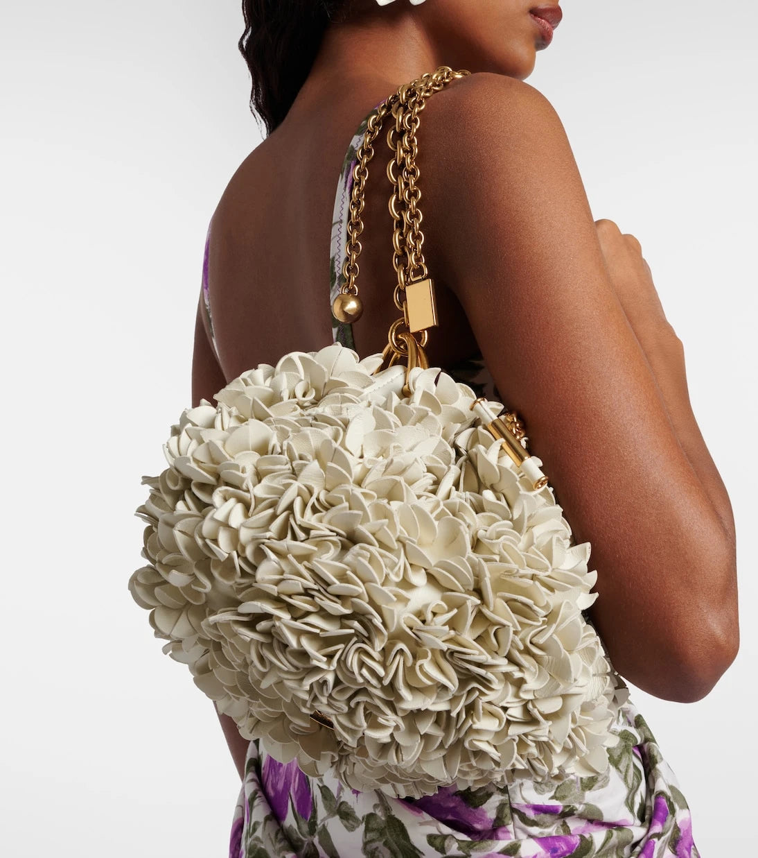 Chloé - Chloé Plissé floral leather shoulder bag
