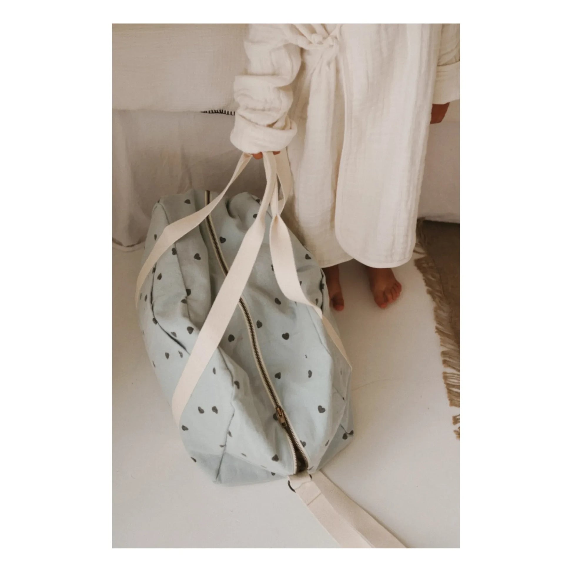 Rose in April - Raphaël Heart Print Baby Changing Bag | Light blue