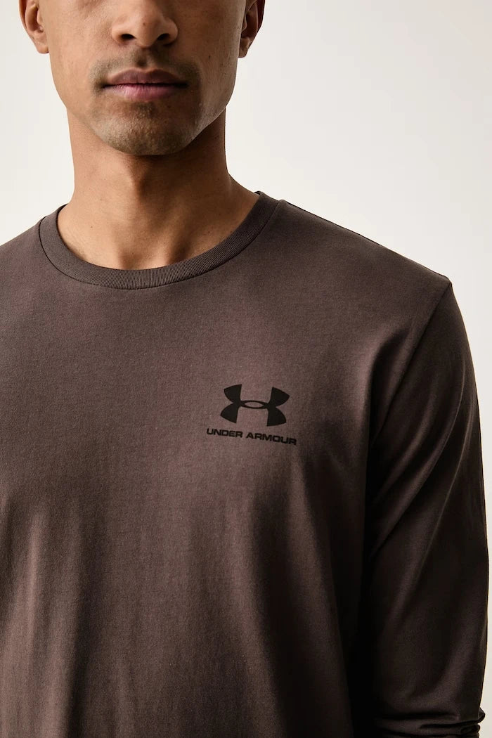 Antrenman için uzun kollu erkek pamuklu bluz SPORTSTYLE LEFT CHEST