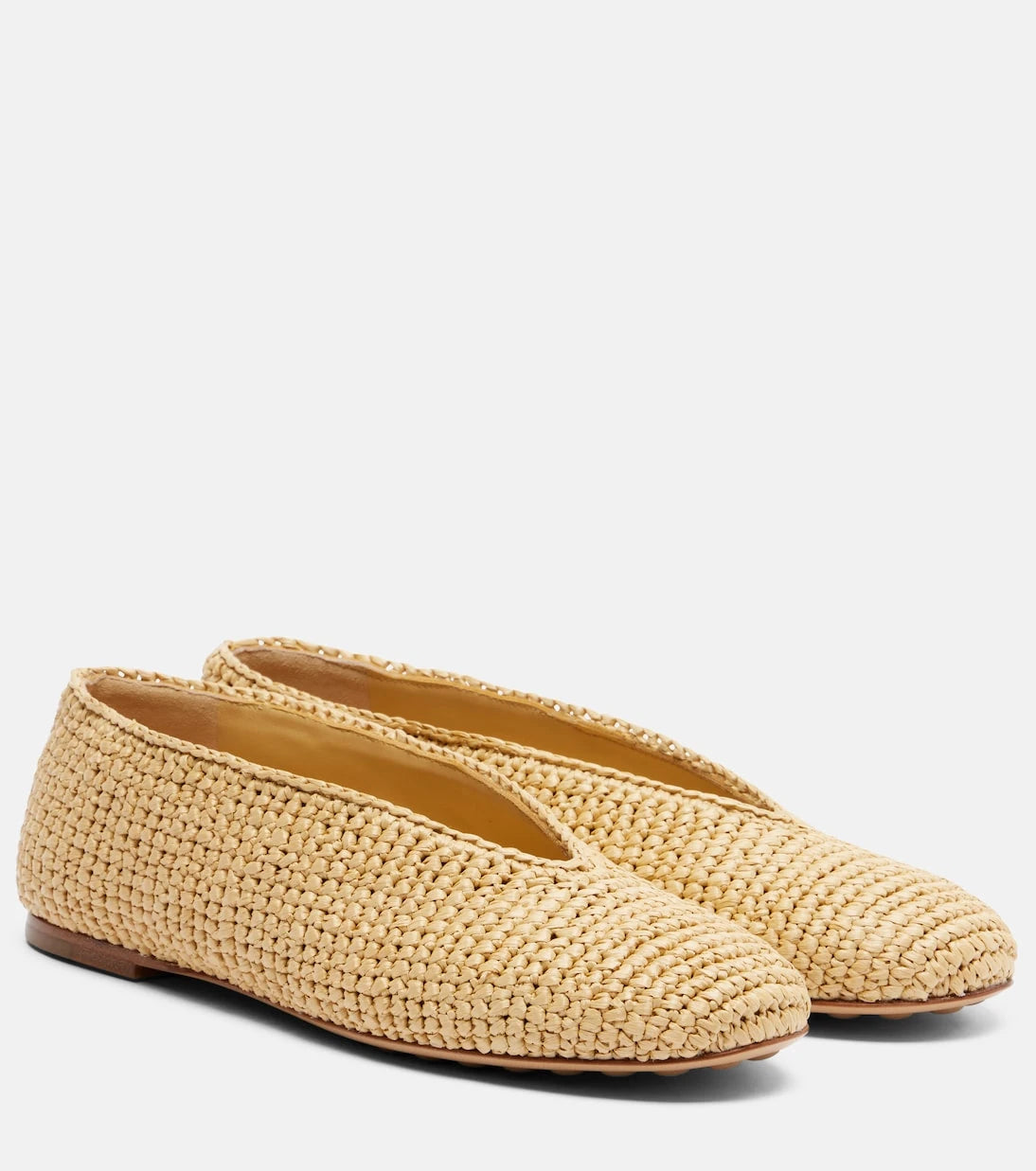 Bottega Veneta - Rosa raffia ballet flats