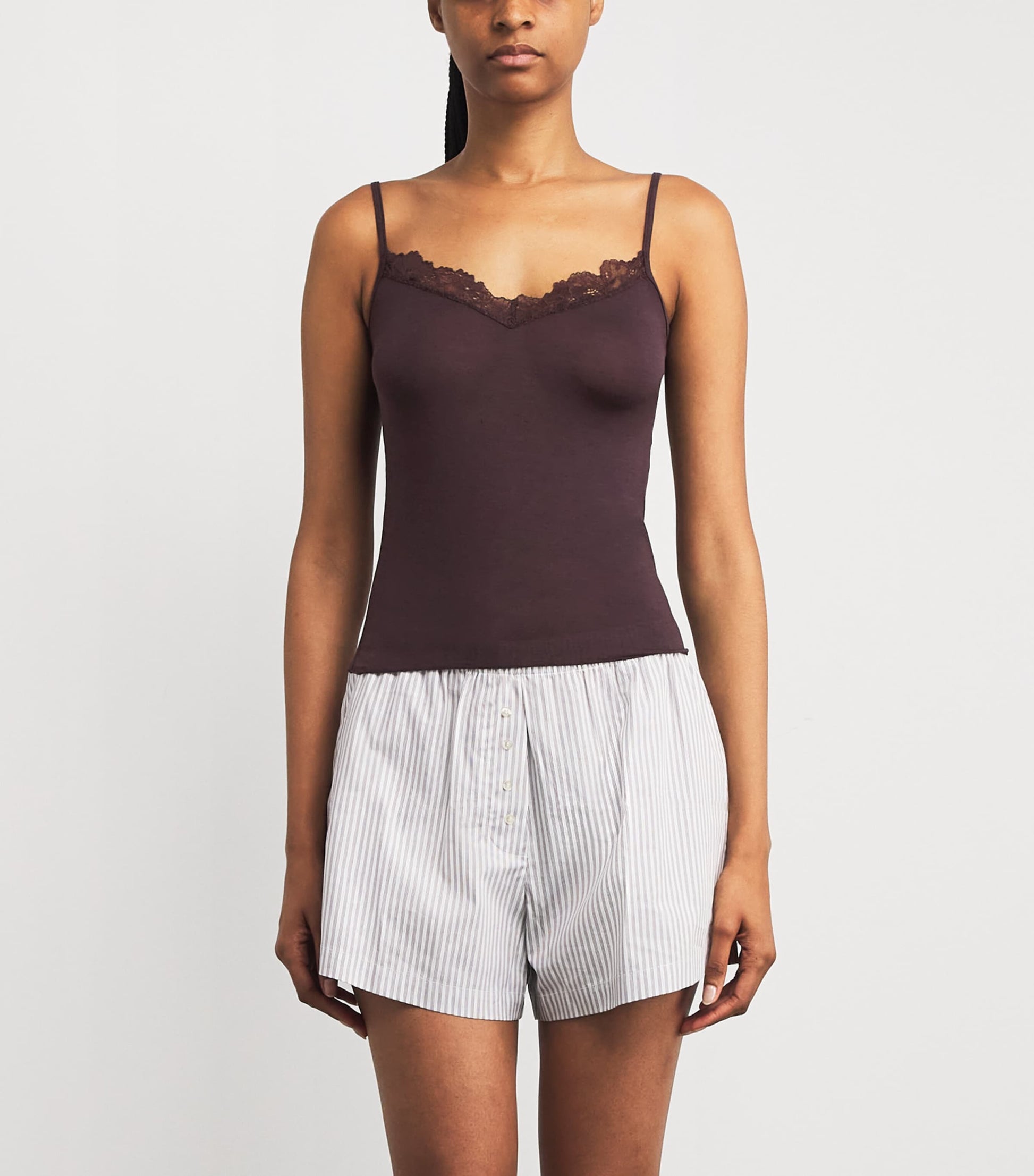 Burgundy Sheer Modal Lace Camisole