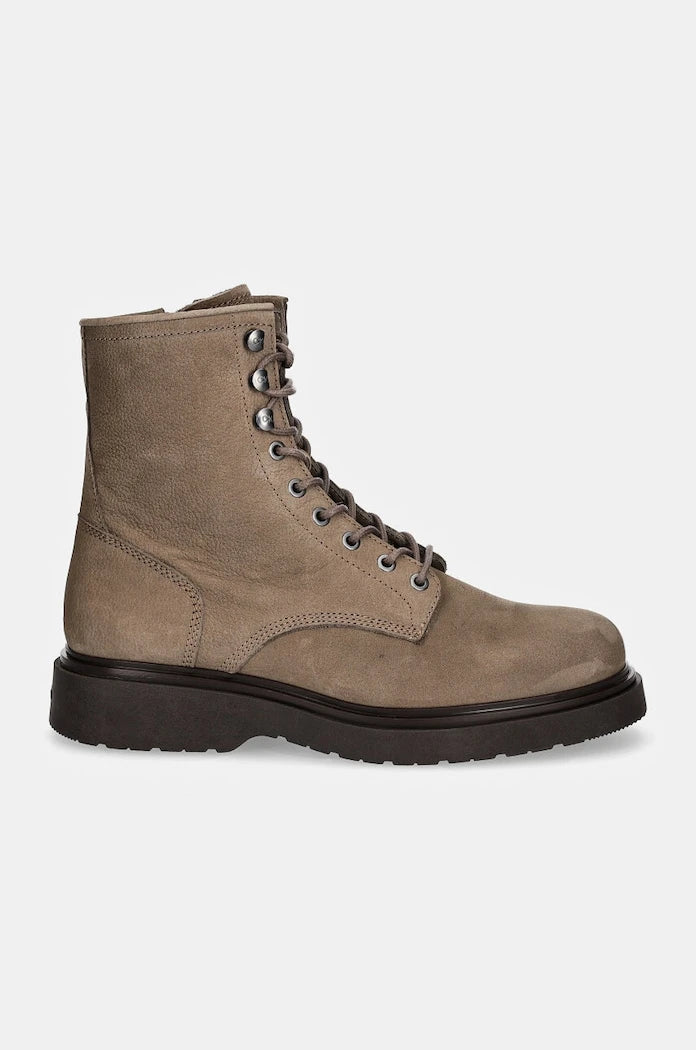 Велурени обувки Calvin Klein LACE UP BOOT W/ ZIP SUEDE