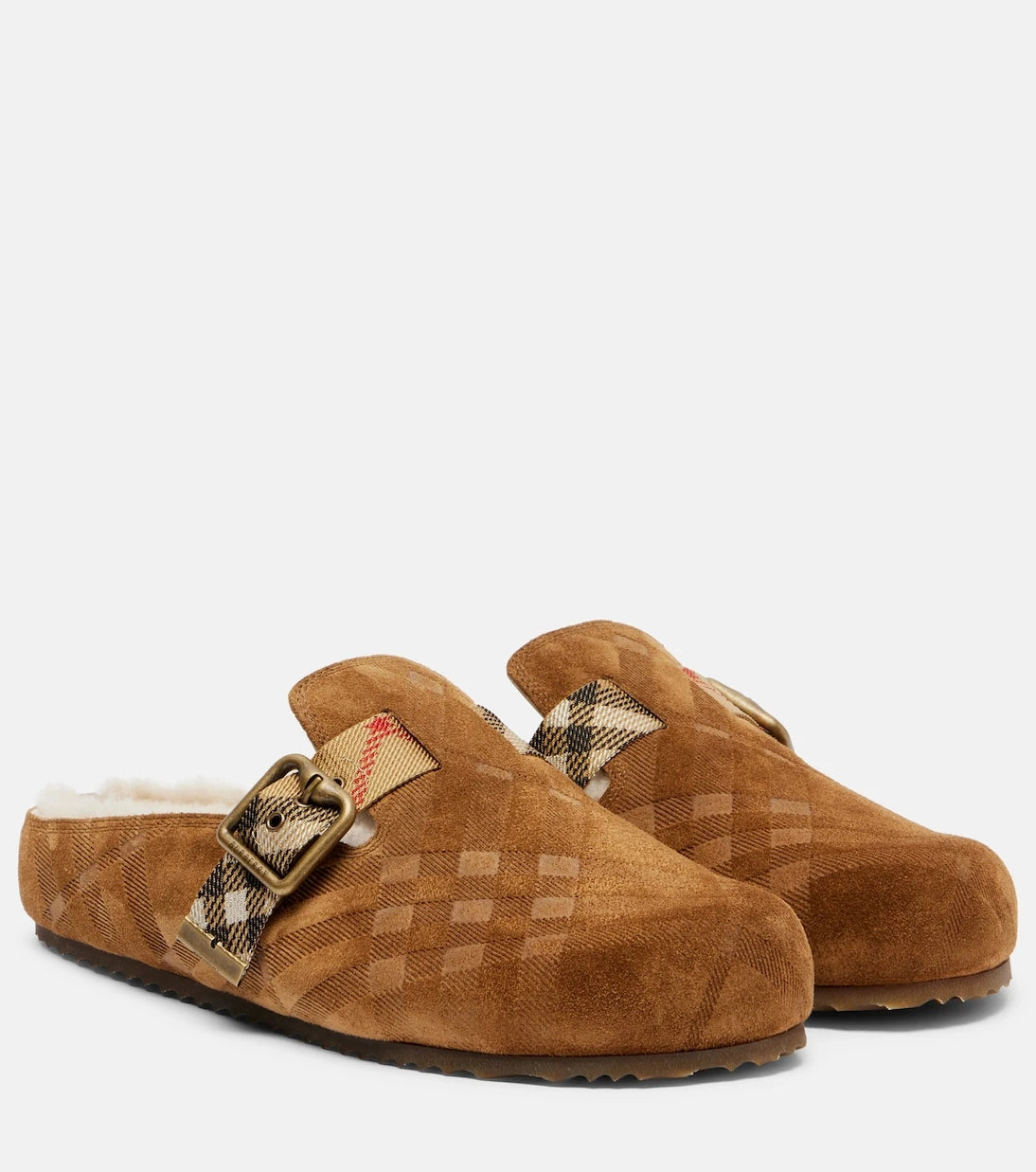 Burberry - Urchin shearling-lined suede clogs