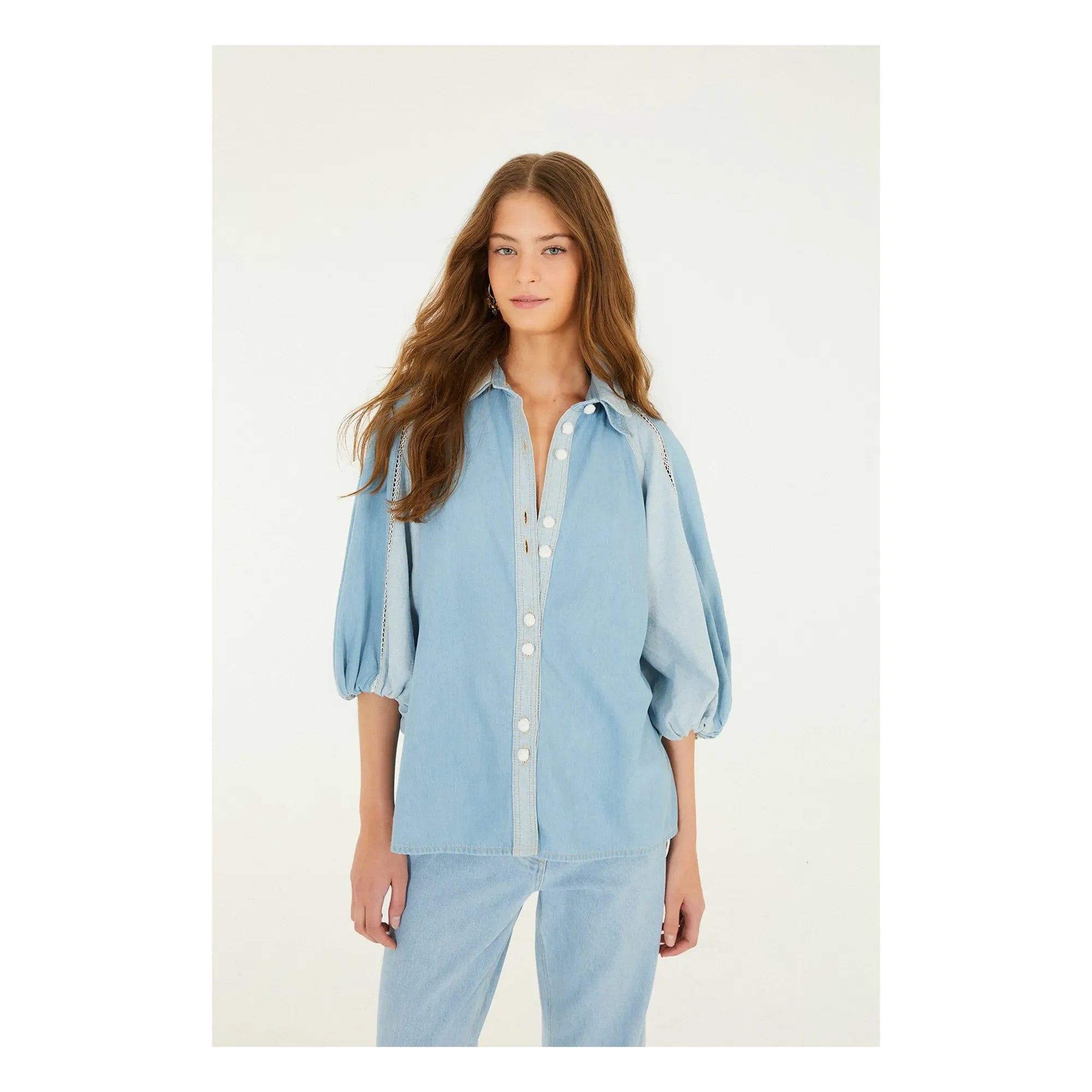 Farm Rio - Blouse Bicolore Denim | Blue