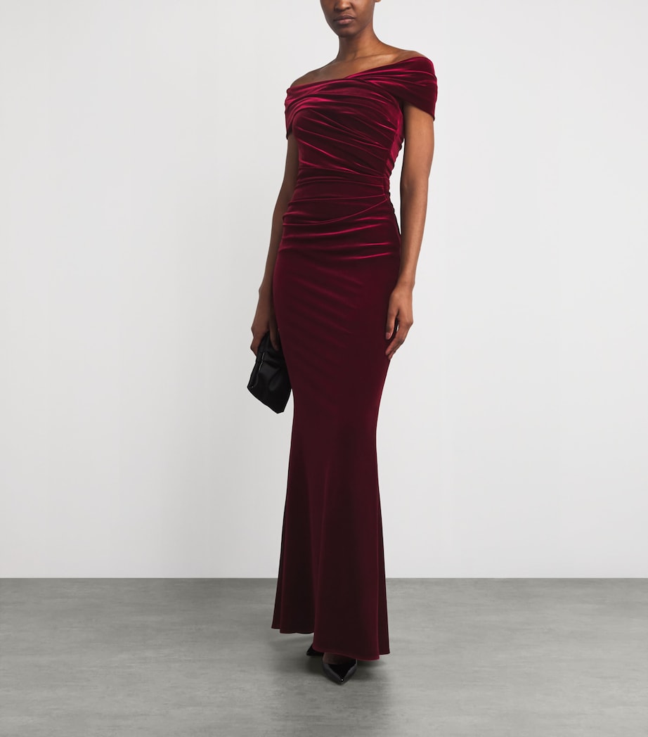 Velvet Off-The-Shoulder Maxi Dress